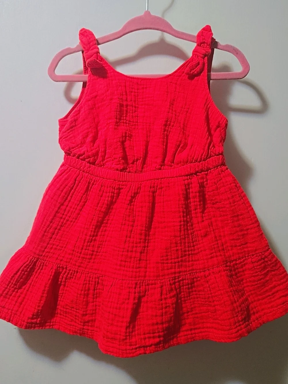 Carter's Bright Pink Knotted-Strap Cotton Dress